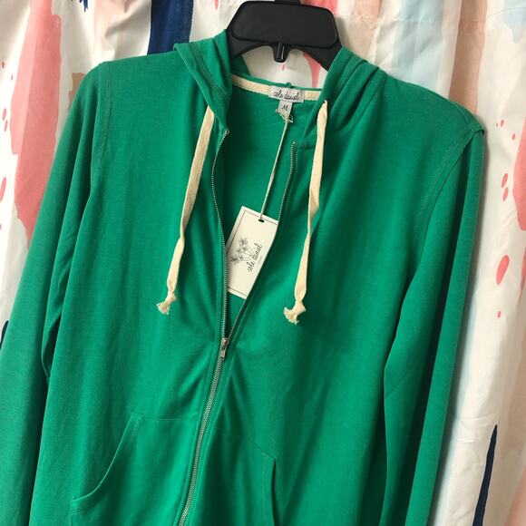 Cole Daniel Green and Cream Zip Front Hoodie Jacket Size Medium - Picture 2 of 10
